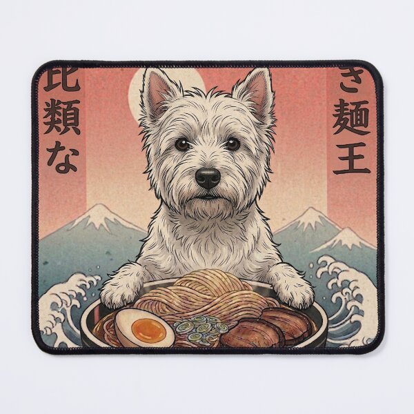 Item preview, Funny West Highland White Terrier Westie Japanese Ramen Noodles Vintage Kanagawa Wave designed and sold by FurryHavenPH.
