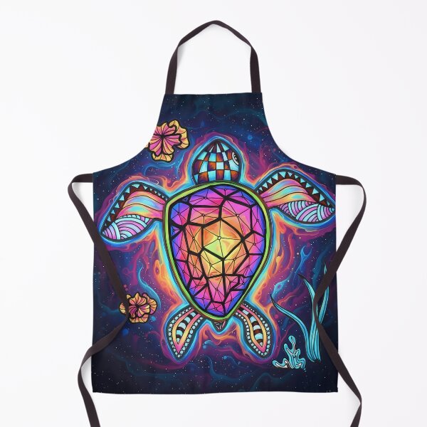 Item preview, Cosmic Sea Turtle - Hand Drawn Psychedelic Neon Nature Art designed and sold by Tafera.