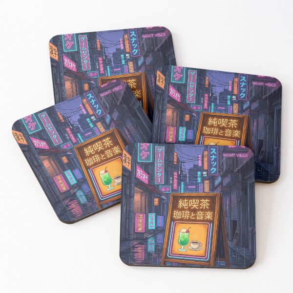 Item preview, 80s Retro Tokyo Neon Night Cafe Vaporwave Japanese Aesthetic Art designed and sold by UltimateJapan.