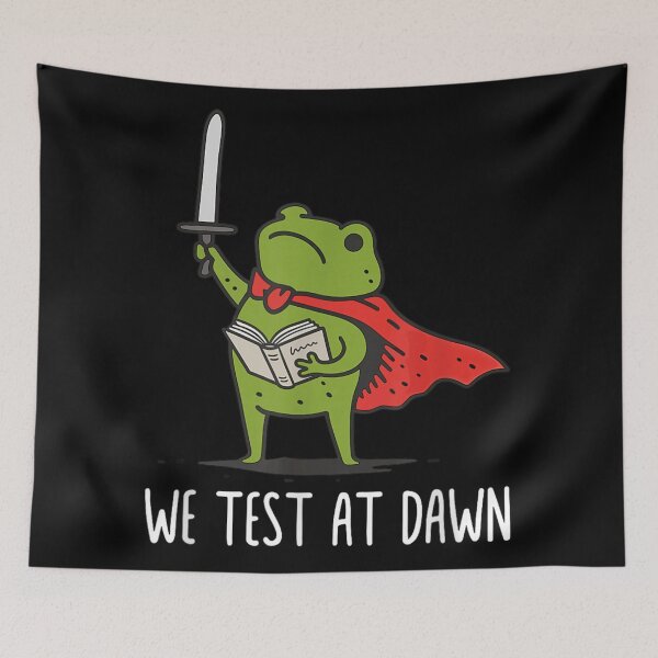 Item preview, We Test At Dawn Funny Warrior Frog Knight Reading Book Motivation designed and sold by StanaLuis.