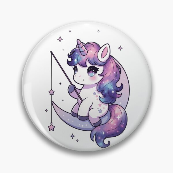 Item preview, Adorable unicornio kawaii pescando estrellas en la luna | Arte mágico de ensueño de galaxia fantástica designed and sold by stylishdzign.