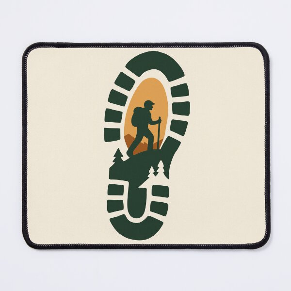 Item preview, Retro Mountain Hiking Sunset Shoe Print Design designed and sold by Vileprint.