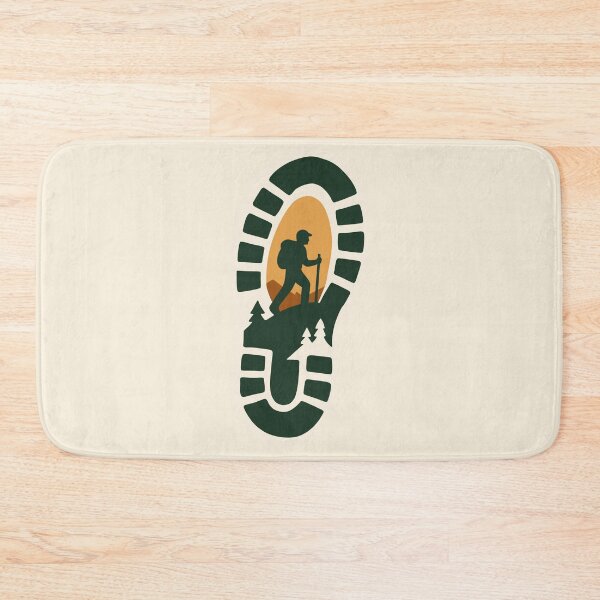 Item preview, Retro Mountain Hiking Sunset Shoe Print Design designed and sold by Vileprint.