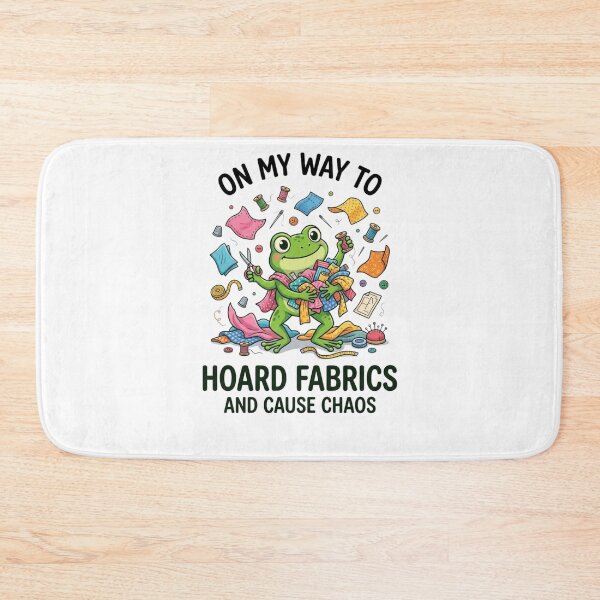 Item preview, On My Way To Hoard Fabrics And Cause Chaos Funny Sewing Frog Craft Humor Design  designed and sold by bilal sibgui.