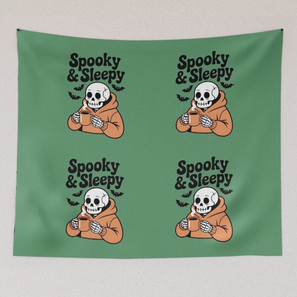 Item preview, Spooky & Sleepy Skeleton Drinking Coffee – Cute Funny Halloween T-Shirt designed and sold by Raw Tigers.