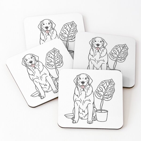 Item preview, Golden Retriever & Fiddle Leaf Fig | Urban Jungle Pet Art designed and sold by NavyB7480.