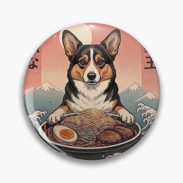 Item preview, Funny Tricolor Corgi Japanese Ramen Noodles Vintage Kanagawa Wave designed and sold by FurryHavenPH.