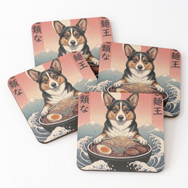 Item preview, Funny Tricolor Corgi Japanese Ramen Noodles Vintage Kanagawa Wave designed and sold by FurryHavenPH.