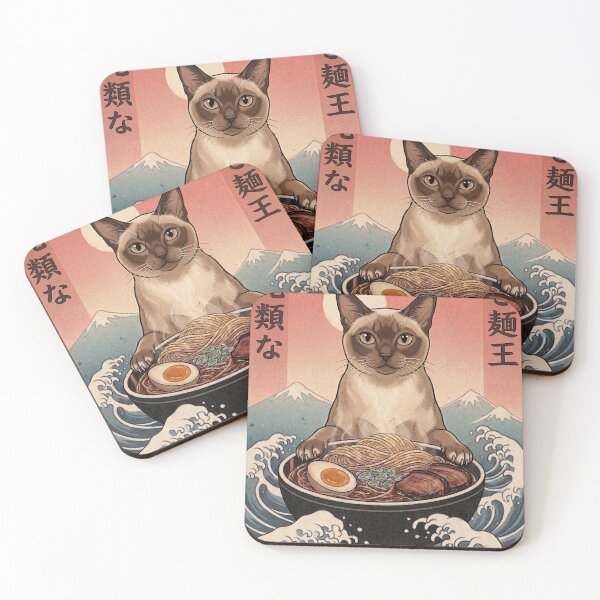 Item preview, Funny Tonkinese Cat Japanese Ramen Noodles Vintage Kanagawa Wave designed and sold by FurryHavenPH.