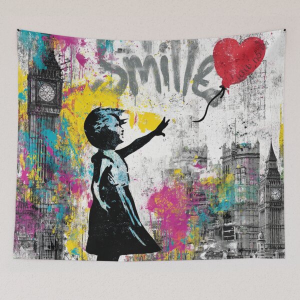 Item preview, Girl With Balloon Street Art Mural Graffity designed and sold by GrinGalore.