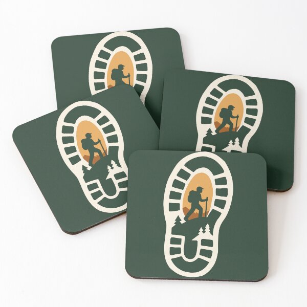 Item preview, Retro Mountain Hiking Sunset Shoe Print Design designed and sold by Vileprint.