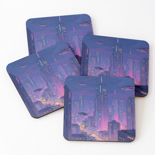 Item preview, Futuristic Sunset City inspired by Alfred Sisley with atmospheric light and modern neon glow designed and sold by FotoworldEdel.