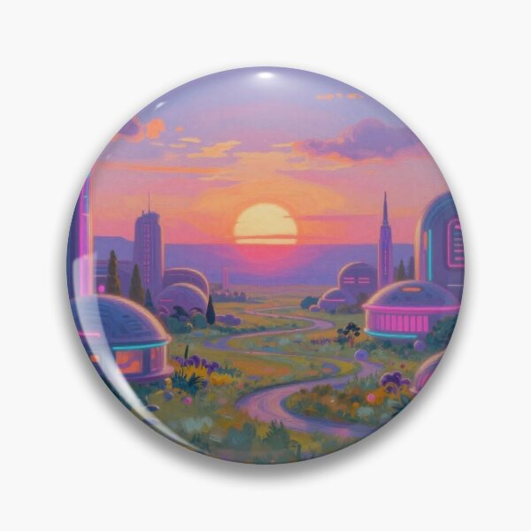 Item preview, Futuristic Sunset City inspired by Alfred Sisley – Neon Light & Dreamy Atmosphere designed and sold by FotoworldEdel.