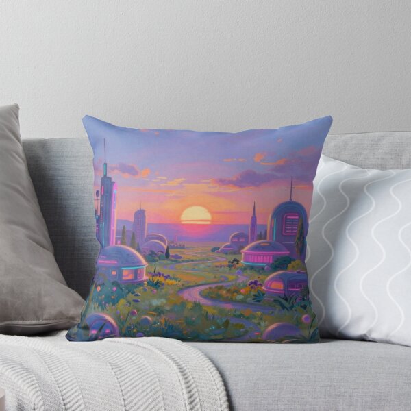 Item preview, Futuristic Sunset City inspired by Alfred Sisley – Neon Light & Dreamy Atmosphere  designed and sold by FotoworldEdel.