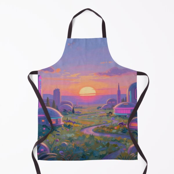 Item preview, Futuristic Sunset City inspired by Alfred Sisley – Neon Light & Dreamy Atmosphere  designed and sold by FotoworldEdel.