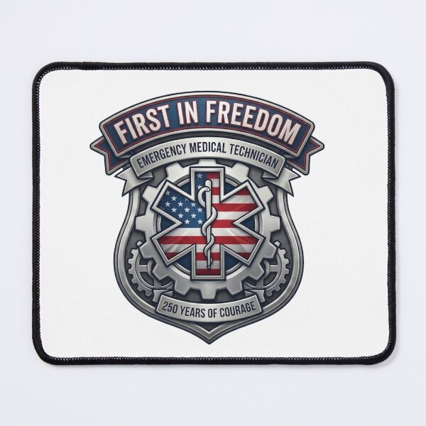 Item preview, First in Freedom – EMT Emergency Medical Technician 250 Years Patriotic USA Design designed and sold by softgraphics.