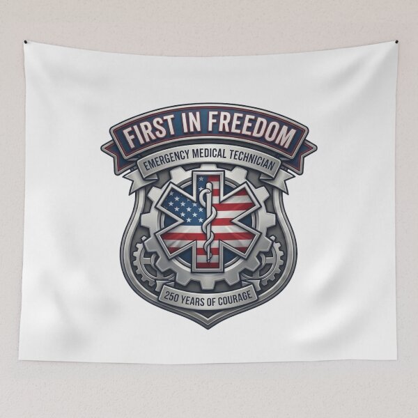 Item preview, First in Freedom – EMT Emergency Medical Technician 250 Years Patriotic USA Design designed and sold by softgraphics.