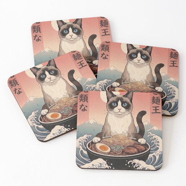 Item preview, Funny Snowshoe Cat Japanese Ramen Noodles Vintage Kanagawa Wave designed and sold by FurryHavenPH.