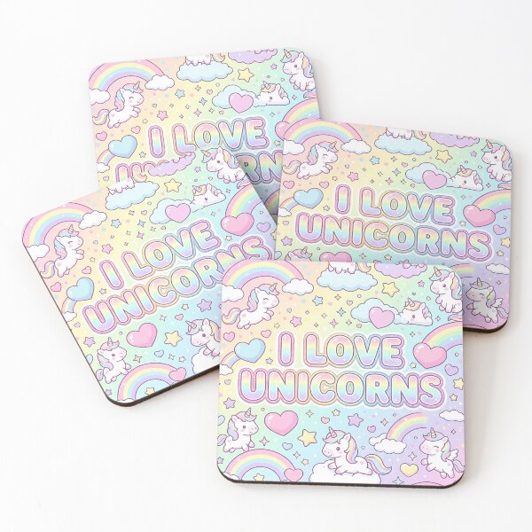 Item preview, I Love Unicorn Kawaii Pattern designed and sold by Itsheartshop.