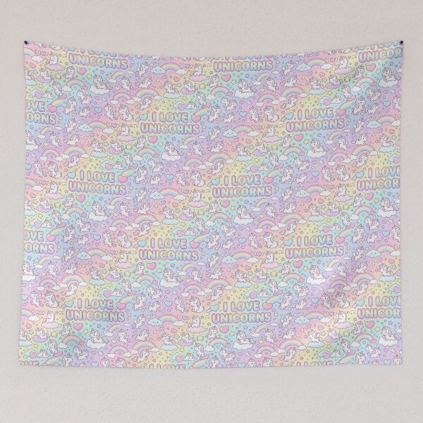Item preview, I Love Unicorn Kawaii Pattern designed and sold by Itsheartshop.