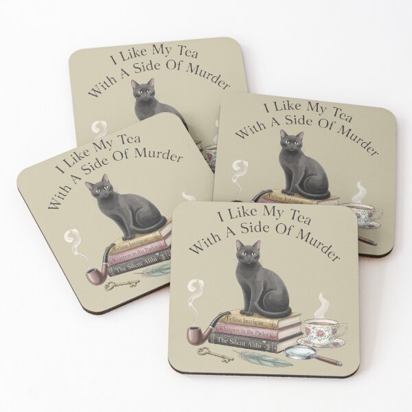 Item preview, I Like My Tea With A Side Of Murder — Black Cat Cozy Mystery Shirt designed and sold by kosimazaki.