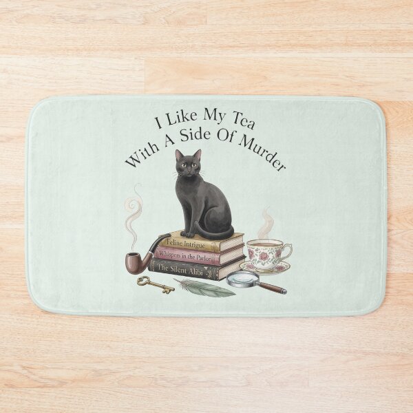 Item preview, I Like My Tea With A Side Of Murder — Black Cat Cozy Mystery Shirt designed and sold by kosimazaki.