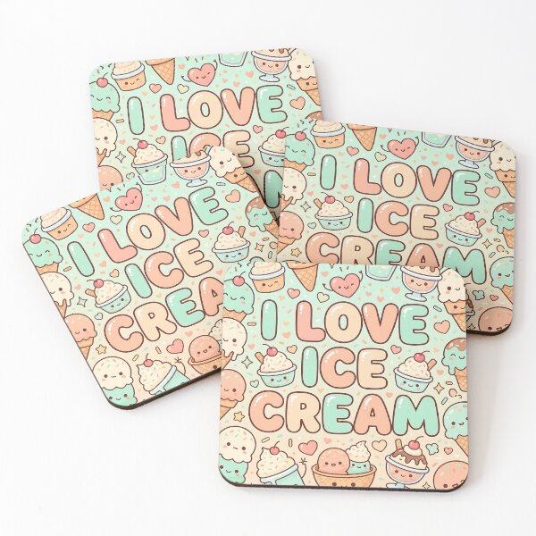 Item preview, I Love Ice Cream Kawaii Pattern designed and sold by Itsheartshop.