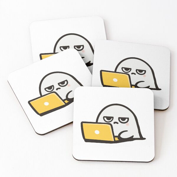 Item preview, Tired Ghost Working on Laptop designed and sold by OlhaDreamArt.