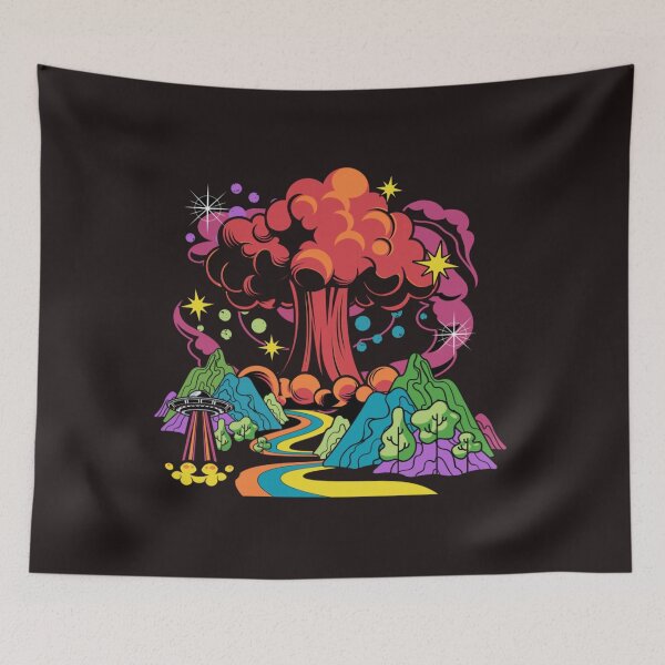 Item preview, Psychedelic Mushroom UFO Cosmic Landscape Art designed and sold by TZAR WORKS.