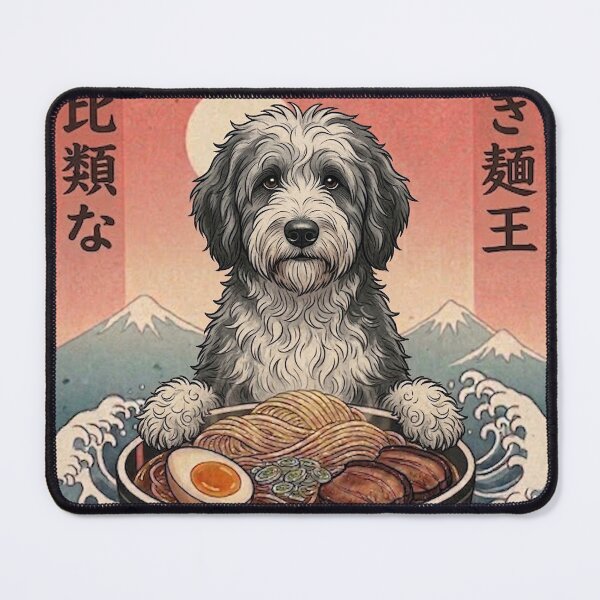 Item preview, Funny Sheepadoodle Japanese Ramen Noodles Vintage Kanagawa Wave designed and sold by FurryHavenPH.