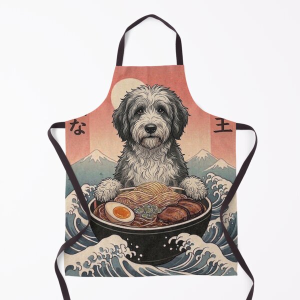 Item preview, Funny Sheepadoodle Japanese Ramen Noodles Vintage Kanagawa Wave designed and sold by FurryHavenPH.