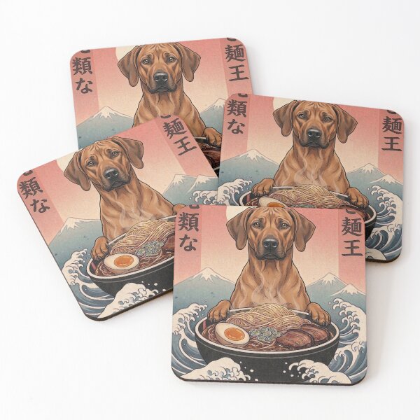 Item preview, Funny Rhodesian Ridgeback Japanese Ramen Noodles Vintage Kanagawa Wave designed and sold by FurryHavenPH.