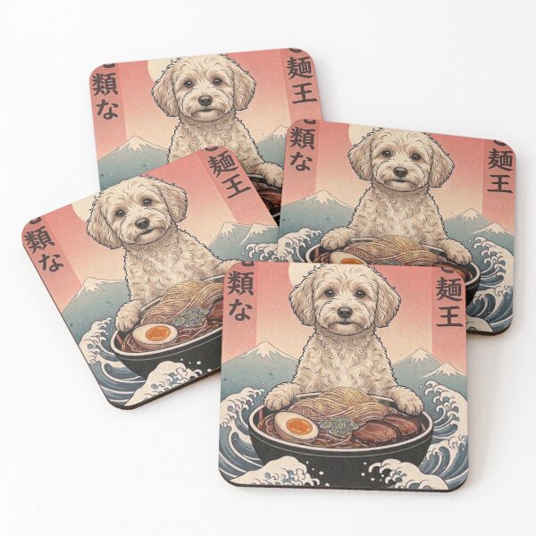 Item preview, Funny Maltipoo Japanese Ramen Noodles Vintage Kanagawa Wave designed and sold by FurryHavenPH.