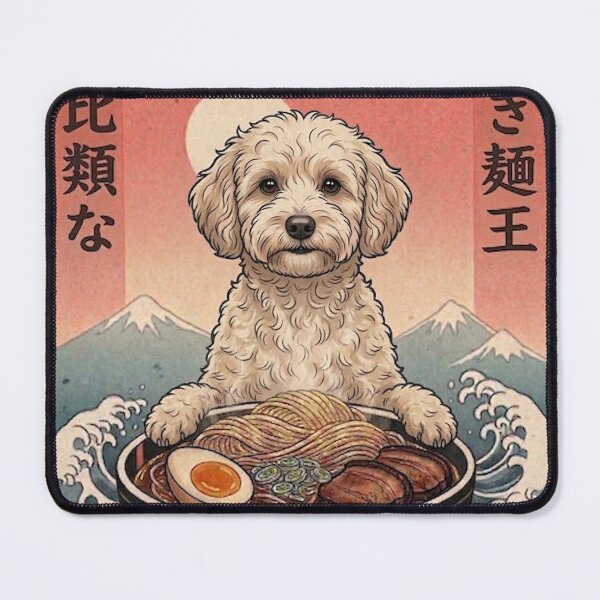 Item preview, Funny Maltipoo Japanese Ramen Noodles Vintage Kanagawa Wave designed and sold by FurryHavenPH.