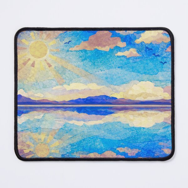 Item preview, Dramatic Sunset over Salt Flats I, Salar de Uyuni, Bolivian Landscape, Mixed Media Digital Collage designed and sold by SWSandraWechner.
