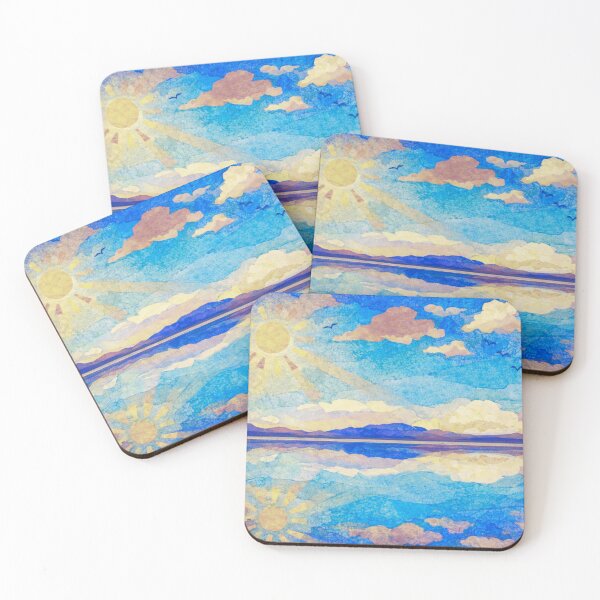Item preview, Dramatic Sunset over Salt Flats I, Salar de Uyuni, Bolivian Landscape, Mixed Media Digital Collage designed and sold by SWSandraWechner.