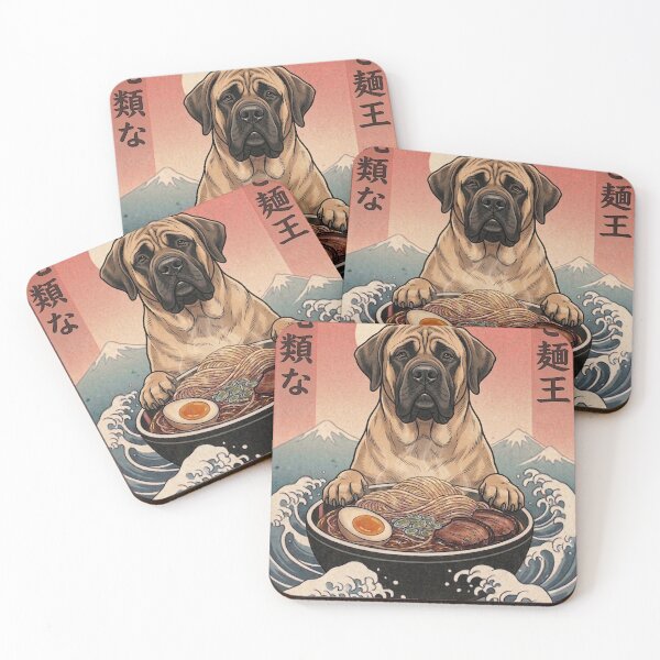 Item preview, Funny Mastiff Japanese Ramen Noodles Vintage Kanagawa Wave designed and sold by FurryHavenPH.