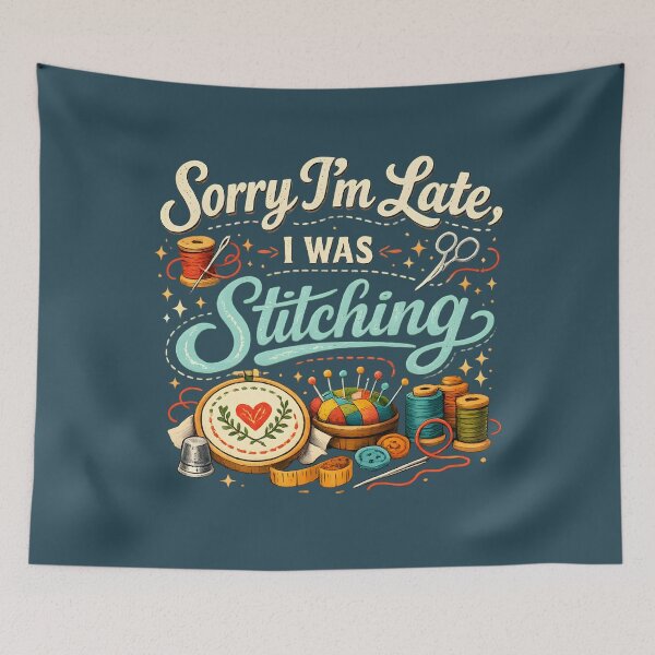Item preview, Sorry I’m Late, I Was Stitching – Vintage Sewing Lover Design designed and sold by blankTeeShirt.