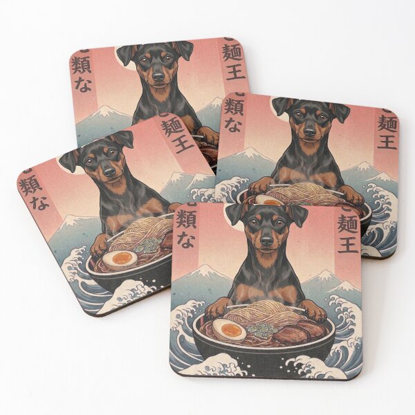 Item preview, Funny Miniature Pinscher Japanese Ramen Noodles Vintage Kanagawa Wave designed and sold by FurryHavenPH.