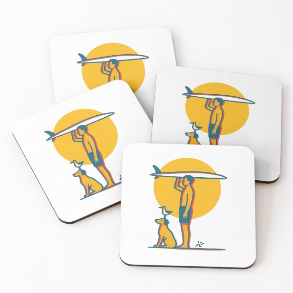 Item preview, Minimalist Surfer with Dog and Seagull Design designed and sold by HBDStudio.