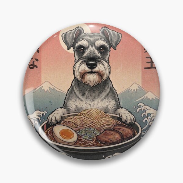 Item preview, Funny Miniature Schnauzer Japanese Ramen Noodles Vintage Kanagawa Wave designed and sold by FurryHavenPH.