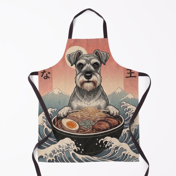 Item preview, Funny Miniature Schnauzer Japanese Ramen Noodles Vintage Kanagawa Wave designed and sold by FurryHavenPH.