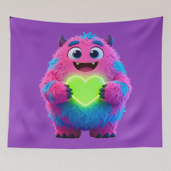Item preview, Cute Love Monster – Neon Heart Creature designed and sold by RH Design Lab.