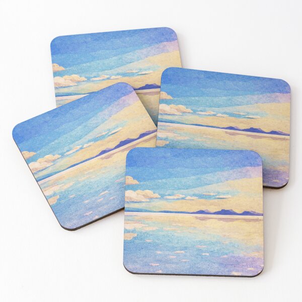 Item preview, Dramatic Sunset over Salt Flats III, Salar de Uyuni, Bolivian Landscape, Mixed Media Digital Collage designed and sold by SWSandraWechner.