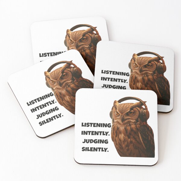 Item preview, Judging Owl with Headphones - Funny Music Listener Sticker designed and sold by ByAnad.