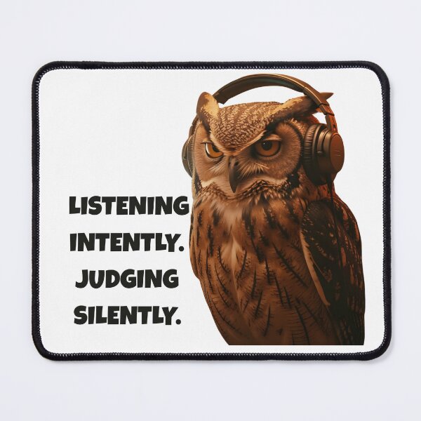 Item preview, Judging Owl with Headphones - Funny Music Listener Sticker designed and sold by ByAnad.