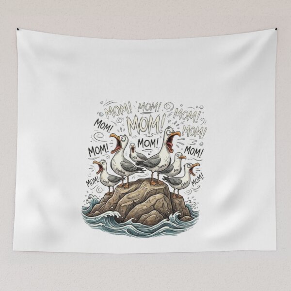 Item preview, Funny Screaming Seagulls Calling 'MOM!' - Personalized Family Flock Design designed and sold by anasmovic.