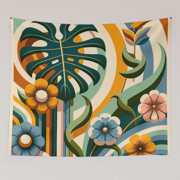 Item preview, Abstract Botanical Leaves and Flowers designed and sold by InkSmithery.