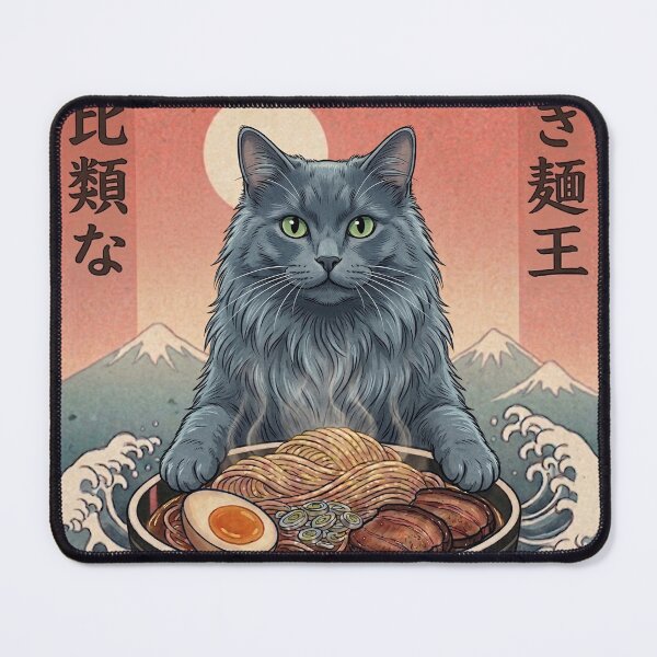 Item preview, Funny Nebelung Cat Japanese Ramen Noodles Vintage Kanagawa Wave designed and sold by FurryHavenPH.