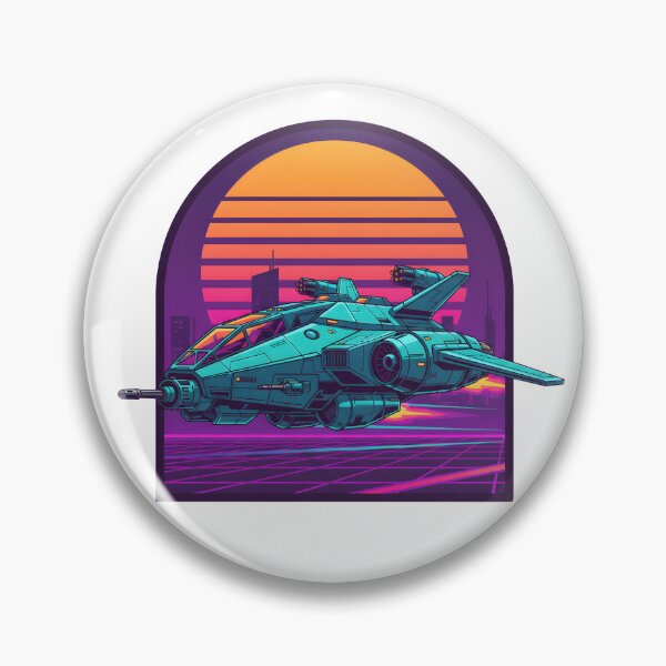Item preview, Retro Futuristic Spaceship Neon City Vaporwave Style designed and sold by The-T-In-Retro.